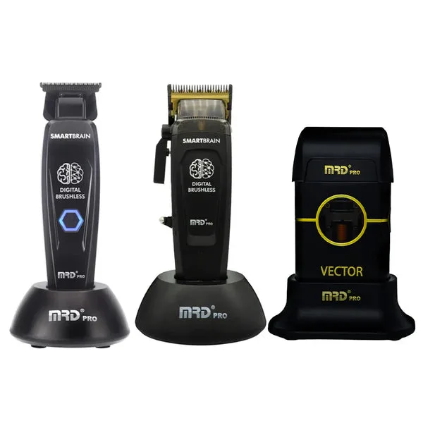 MRD Pro Black Trio Combo Clipper Trimmer Shaver