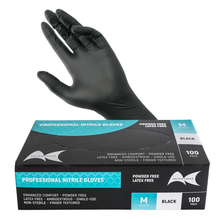 Professional Nitrile Gloves Medium Black