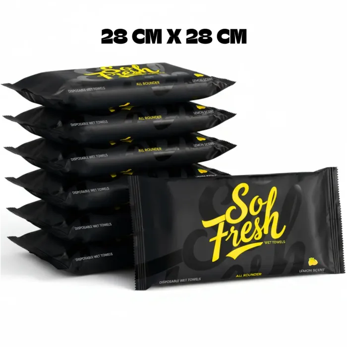 So Fresh Disposable Wet Towels Lemon Scent - 28cm by 28cm 30 Pack