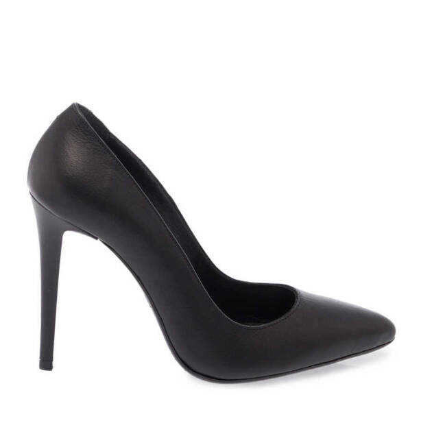 Siyah Hakiki Deri Kadın Stiletto