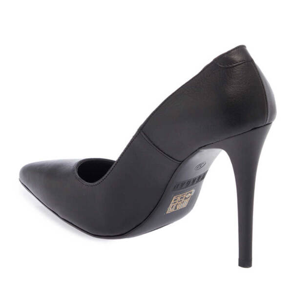 Siyah Hakiki Deri Kadın Stiletto